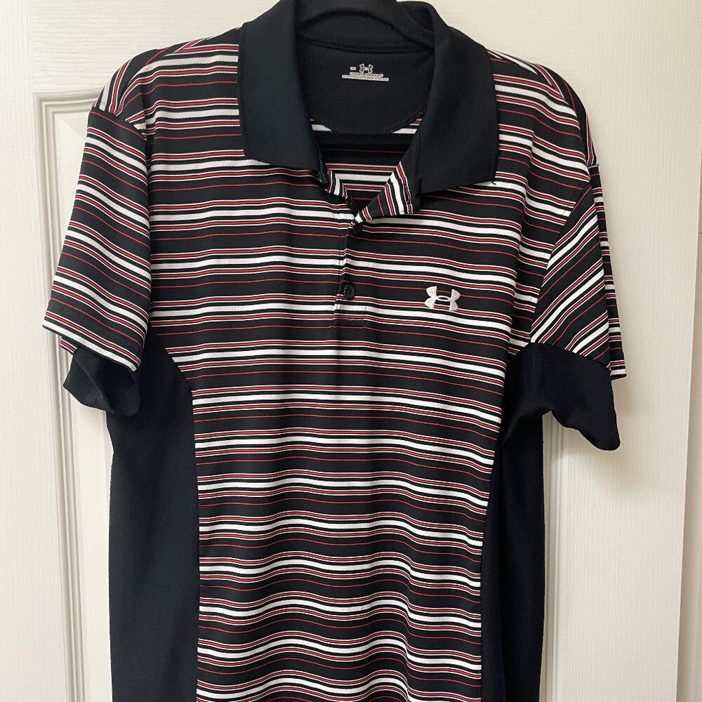 Men's Under Armour Striped Polo/Golf Shirt XL Short Sleeves